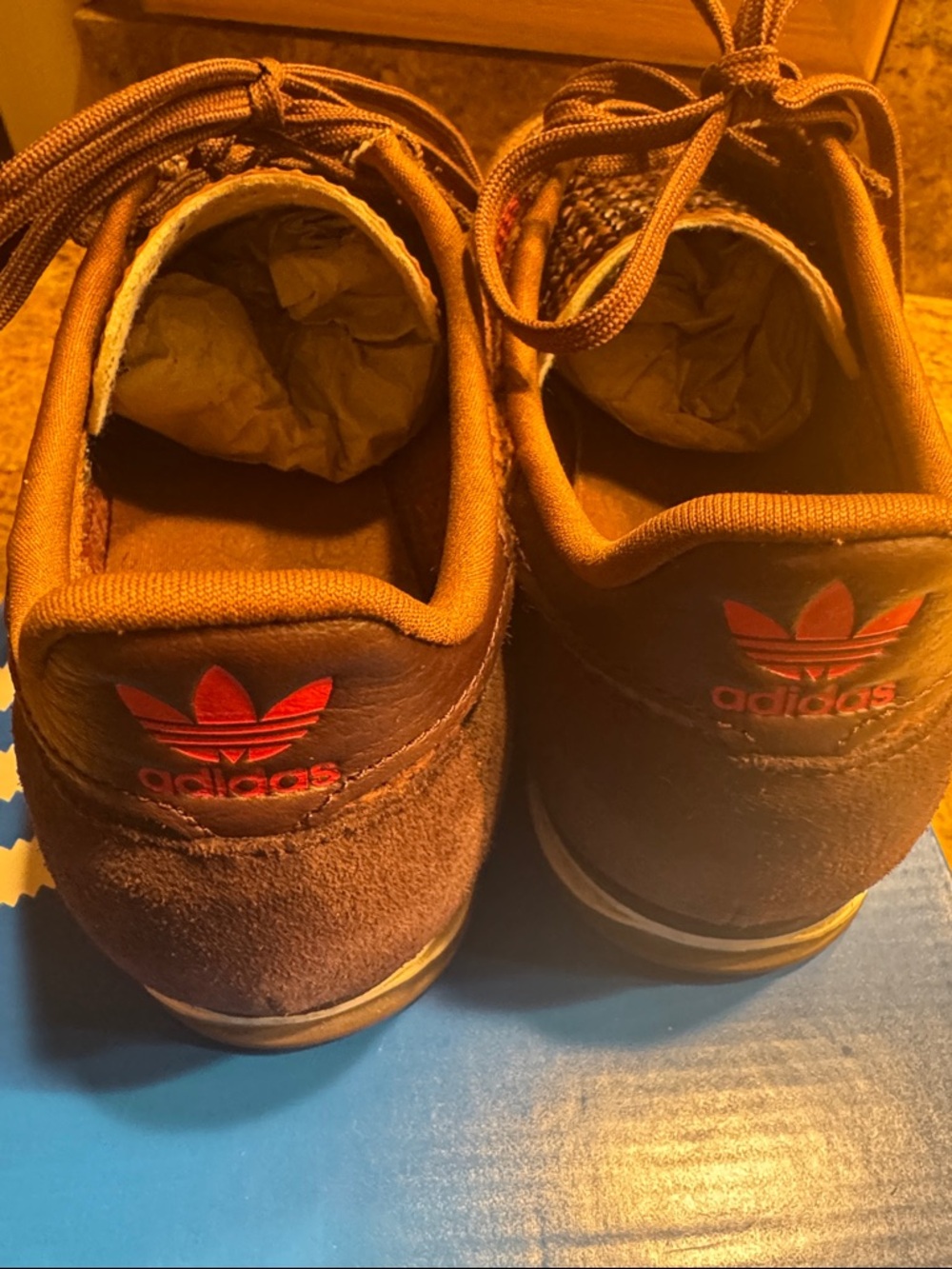 Adidas OG Brown Sneakers with Red Stripes 7 1/2 - Picture 4 of 5